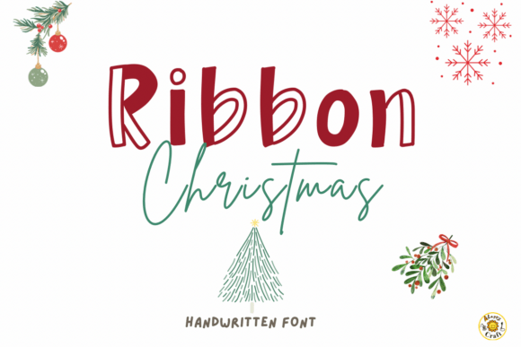 Ribbon Christmas Font for Handmade Holiday Products